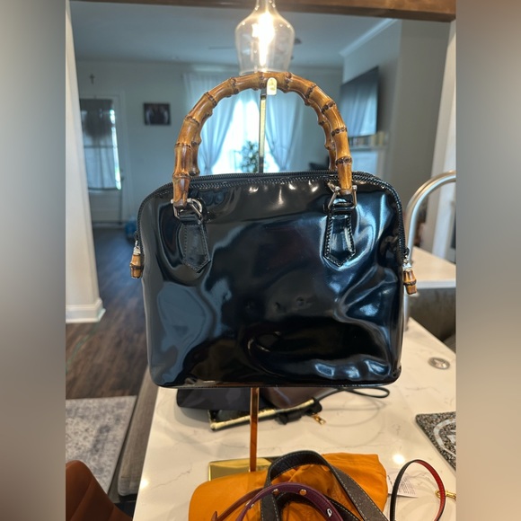Gucci Handbags - Authentic Vintage Gucci Patent Black Bamboo Tote